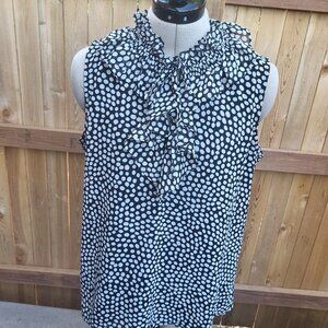 Karl Lagerfeld black and white dot flowy sleeveless top medium